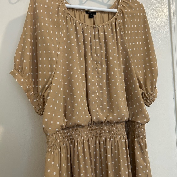 Ann Taylor Tan Polka Dot Maxi Dress - Picture 3 of 7